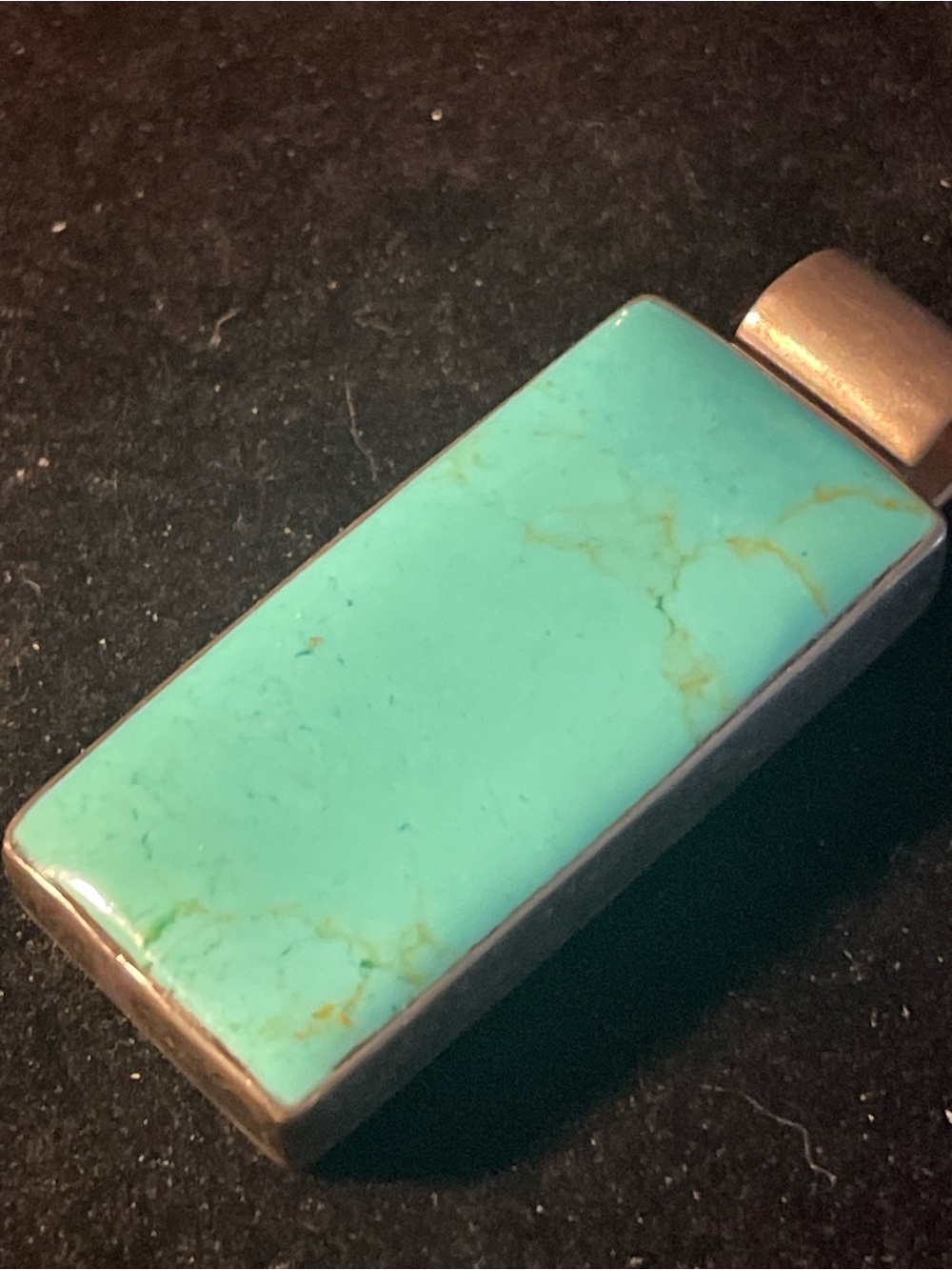 Vintage Signed ATI Mexico Turquoise Sterling Silver 925 Pendant. Southwestern.